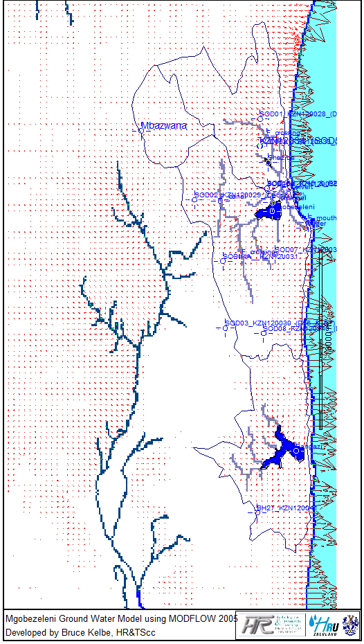 The beta version of the groundwater flow velocity vectors