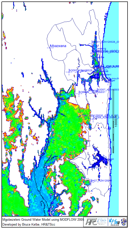 Initial model estimates of the wetland distribution